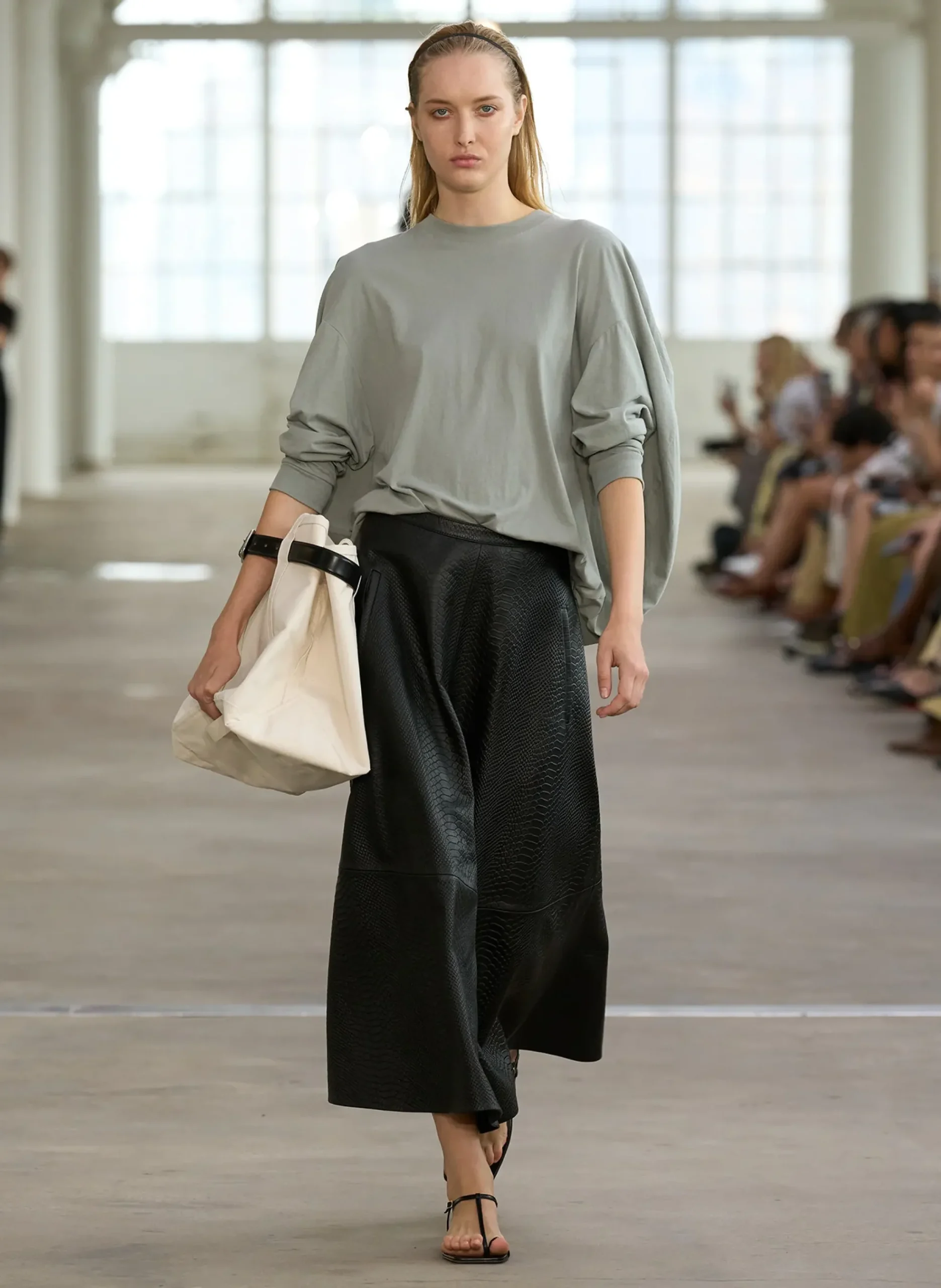 Hot Tibi Embossed Python Circle Skirt Black