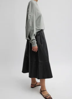 Hot Tibi Embossed Python Circle Skirt Black
