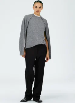 Hot Tibi Feather Weight Cashmere Easy Cocoon Tunic Heather Grey