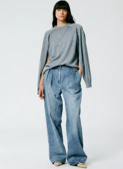 Hot Tibi Feather Weight Cashmere Easy Cocoon Tunic Heather Grey
