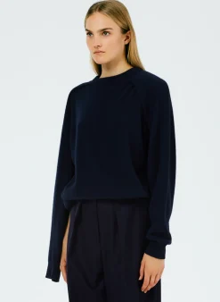 Best Tibi Feather Weight Cashmere Easy Cocoon Tunic Navy
