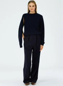 Best Tibi Feather Weight Cashmere Easy Cocoon Tunic Navy