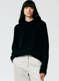 Clearance Tibi Feather Weight Cashmere Easy Men's Hoodie Black