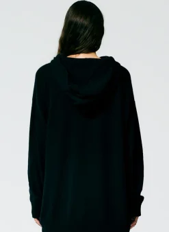 Clearance Tibi Feather Weight Cashmere Easy Men's Hoodie Black