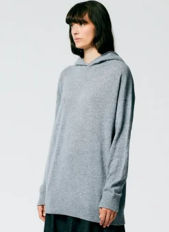 Clearance Tibi Feather Weight Cashmere Easy Men's Hoodie Heather Grey