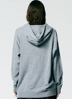 Clearance Tibi Feather Weight Cashmere Easy Men's Hoodie Heather Grey