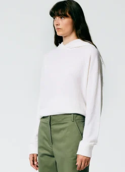 Discount Tibi Feather Weight Cashmere Easy Men's Hoodie Ivory