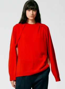 Best Tibi Feather Weight Cashmere Easy Cocoon Tunic Red