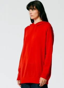 Clearance Tibi Feather Weight Cashmere Easy Mens Hoodie Red