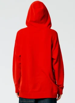 Clearance Tibi Feather Weight Cashmere Easy Mens Hoodie Red