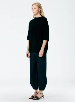 Clearance Tibi Feather Weight Cashmere Oversized Easy T-Shirt Black
