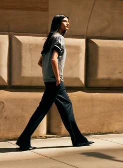 Best Tibi Feather Weight Cashmere Oversized Easy T-Shirt Heather Grey