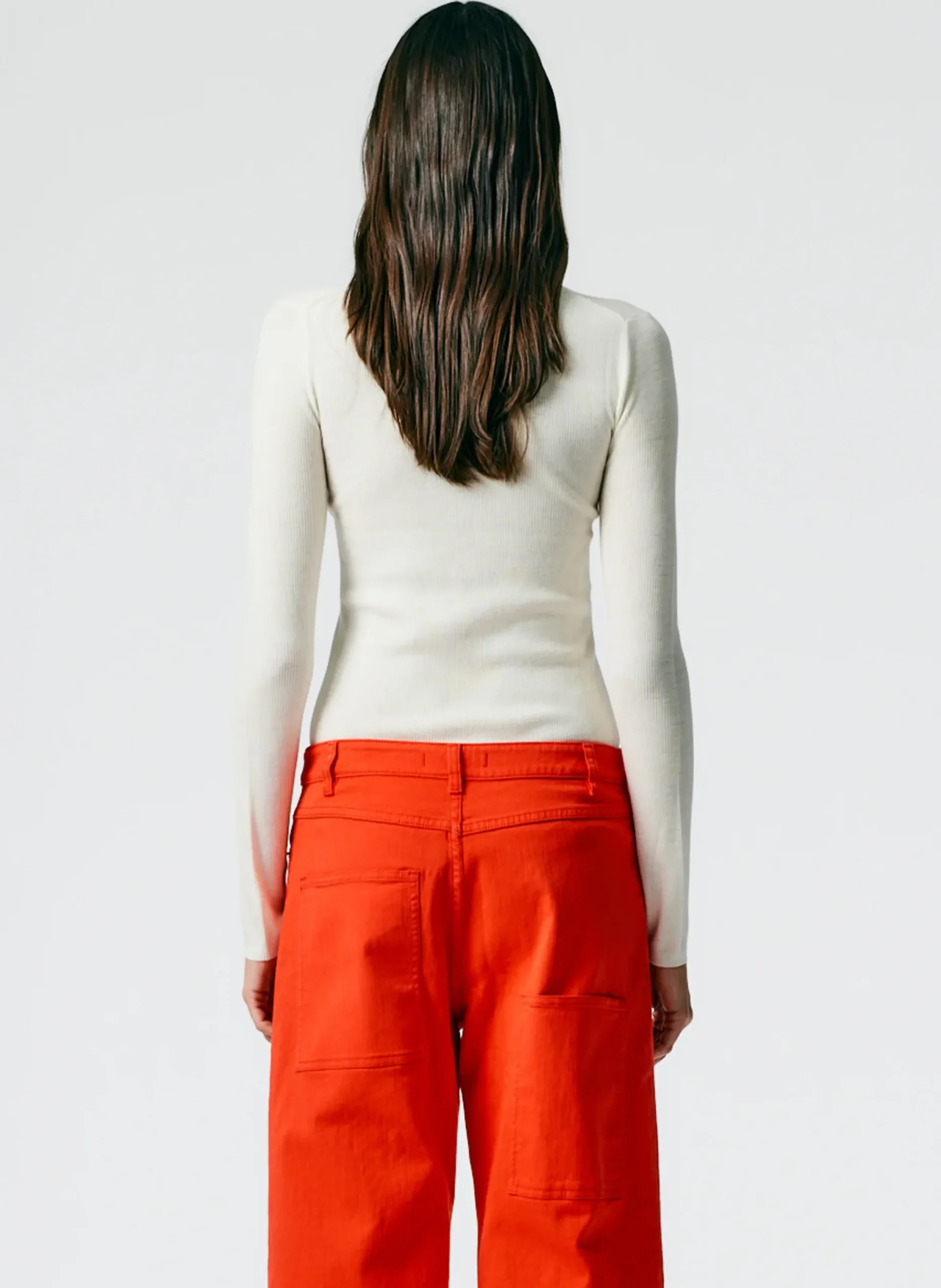 Online Tibi Feather Weight Ribbed Crewneck Pullover Sweater Off White