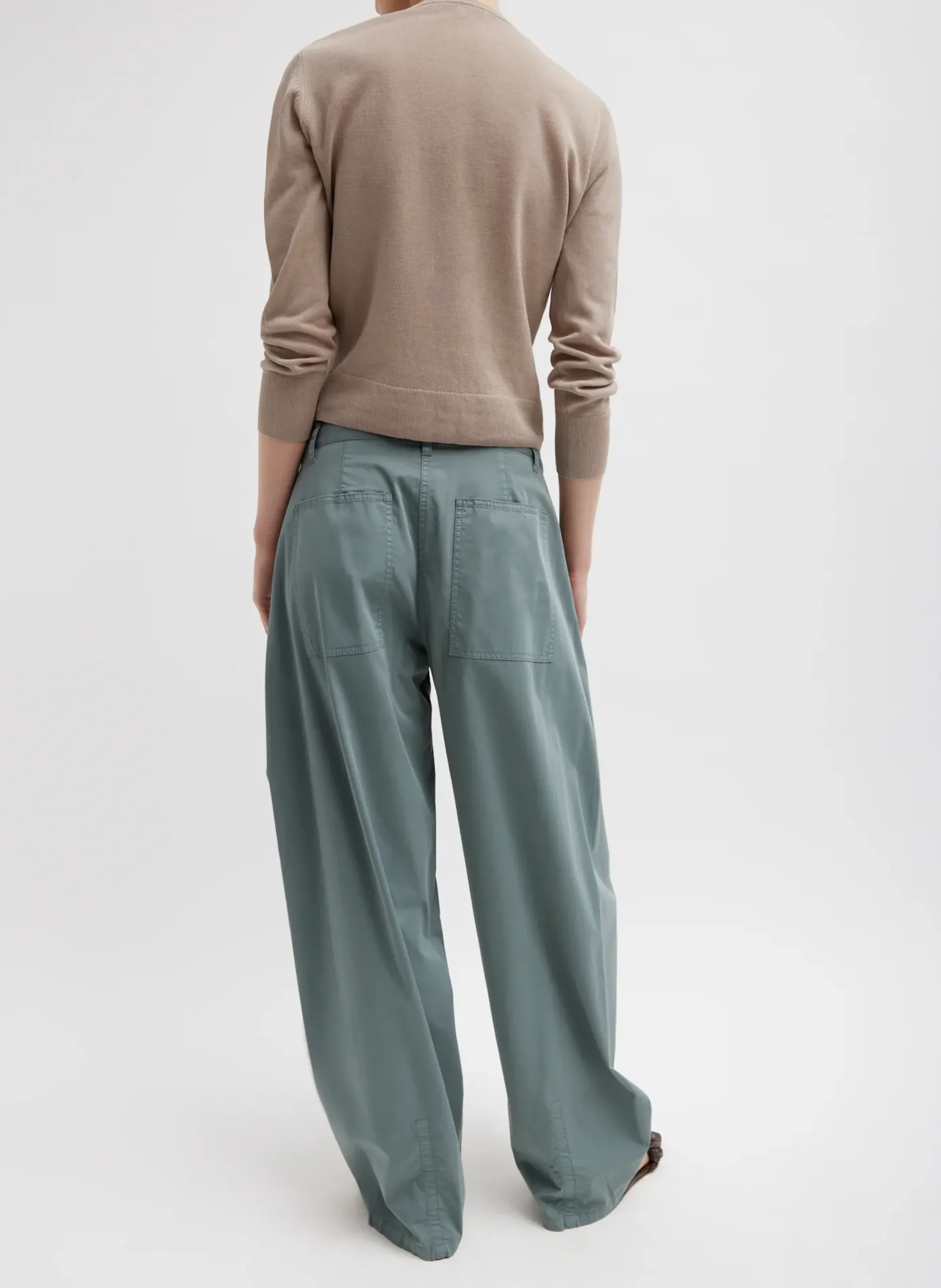 Tibi Garment Dyed Silky Cotton Sid Pant Green Limestone