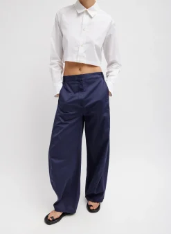 Best Tibi Garment Dyed Silky Cotton Sid Pant Navy