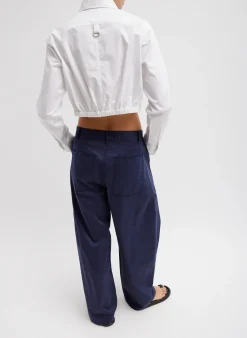 Best Tibi Garment Dyed Silky Cotton Sid Pant Navy