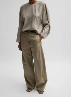 Discount Tibi Garment Dyed Silky Cotton Sid Chino Pant Acorn