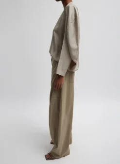 Discount Tibi Garment Dyed Silky Cotton Sid Chino Pant Acorn