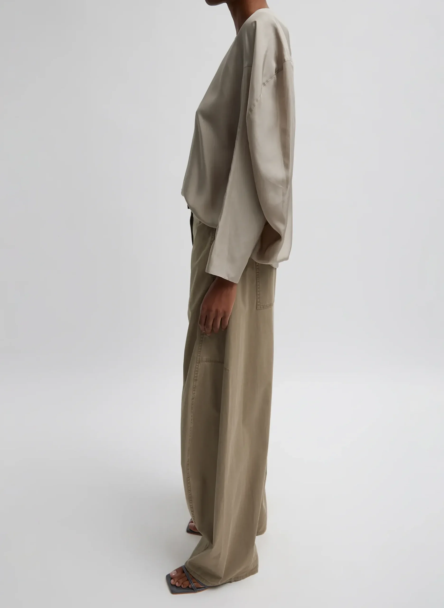 Discount Tibi Garment Dyed Silky Cotton Sid Chino Pant Acorn