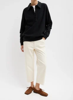 Outlet Tibi Garment Dyed Stretch Twill Cropped Newman Jean Ivory