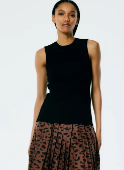 Sale Tibi Giselle Stretch Sweater Circle Openback Tank Black