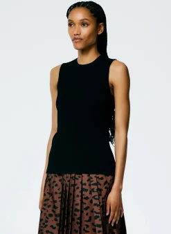 Sale Tibi Giselle Stretch Sweater Circle Openback Tank Black