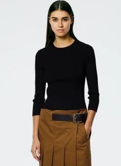 Best Tibi Giselle Stretch Sweater Circle Openback Pullover Black