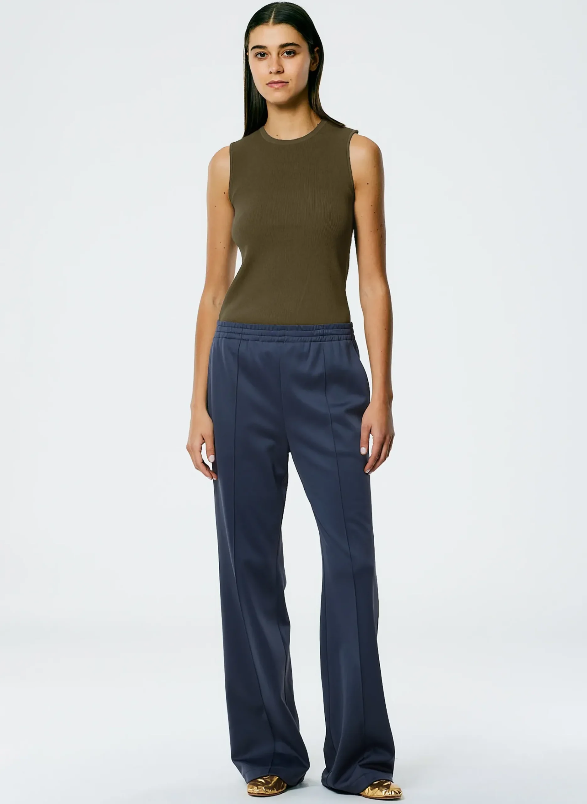Outlet Tibi Giselle Stretch Sweater Circle Openback Tank Wood