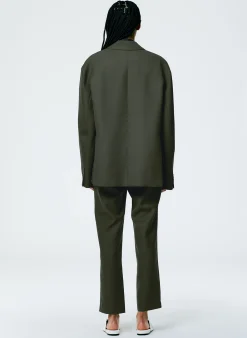 Discount Tibi Grain De Poudre Liam Blazer With Slit Zipper Detail Grey Pine