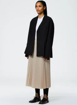 Outlet Tibi Grain De Poudre Liam Blazer With Slit Zipper Detail Black
