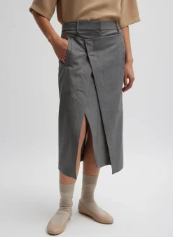 Best Tibi Grant Crossdye Suiting Wrap Trouser Skirt Grey Multi