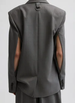Outlet Tibi Grant Suiting Double Breasted Blazer Grey Multi