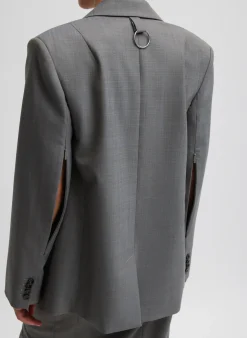 Outlet Tibi Grant Suiting Double Breasted Blazer Grey Multi