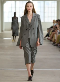 Tibi Grant Suiting Fold Over Long Short Grey Multi
