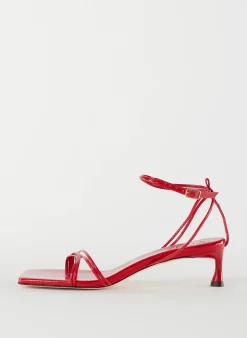 Tibi Harper Naplack Sandal Cherry Red