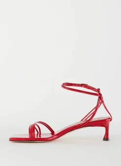 Tibi Harper Naplack Sandal Cherry Red