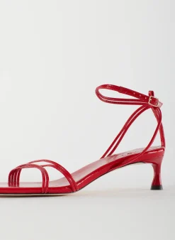 Tibi Harper Naplack Sandal Cherry Red