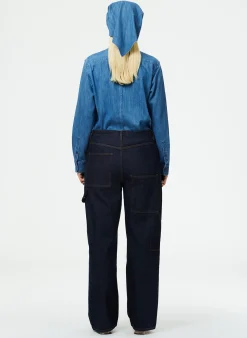 Tibi Indigo Denim Slouchy Carpenter Jean Dark Denim