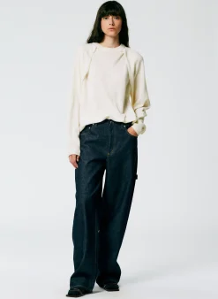 Tibi Indigo Denim Slouchy Carpenter Jean Dark Denim