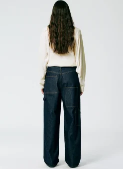 Tibi Indigo Denim Slouchy Carpenter Jean Dark Denim