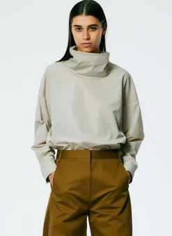 Sale Tibi Italian Sporty Nylon Cowl Neck Top Ash