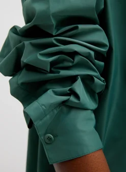 Online Tibi Italian Sporty Nylon Shirt With Cocoon Back Dark Hunter Green