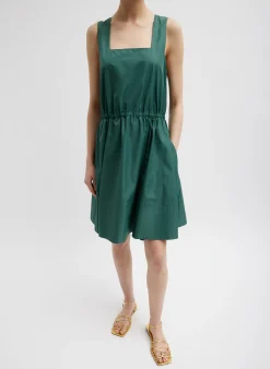 New Tibi Italian Sporty Nylon Short Tank Dress Dark Hunter Green