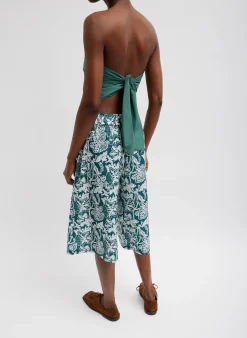 New Tibi Italian Sporty Nylon Strapless Bandeau Dark Hunter Green
