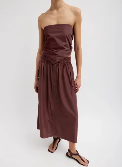 Outlet Tibi Italian Sporty Nylon Strapless Bandeau Cinnamon