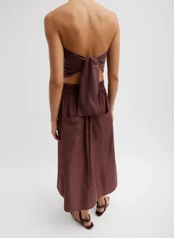 Outlet Tibi Italian Sporty Nylon Strapless Bandeau Cinnamon