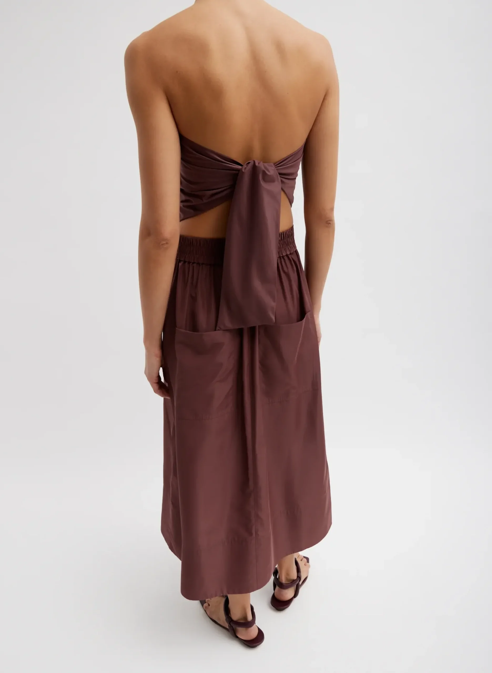 Outlet Tibi Italian Sporty Nylon Strapless Bandeau Cinnamon
