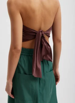 Outlet Tibi Italian Sporty Nylon Strapless Bandeau Cinnamon