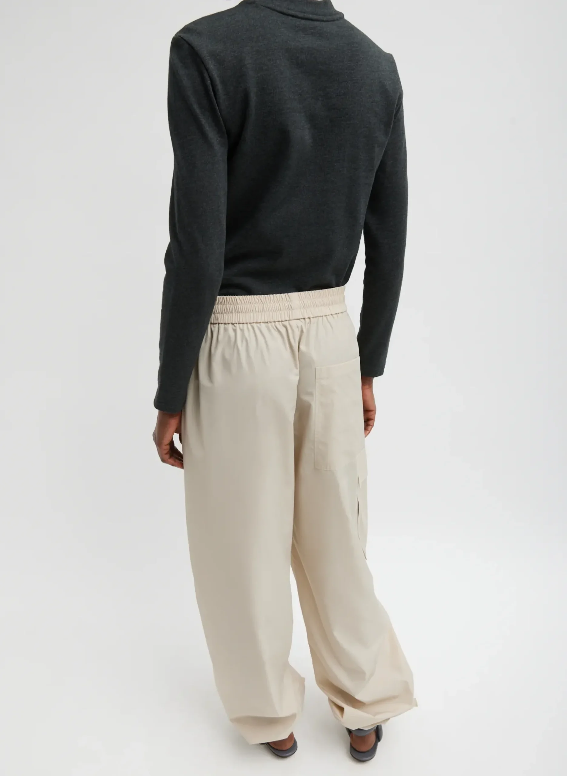 Outlet Tibi Italian Sporty Nylon Wide Leg Pull On Pant Ash
