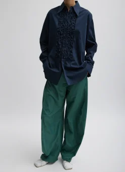 Clearance Tibi Italian Sporty Nylon Winslow Pant Dark Hunter Green